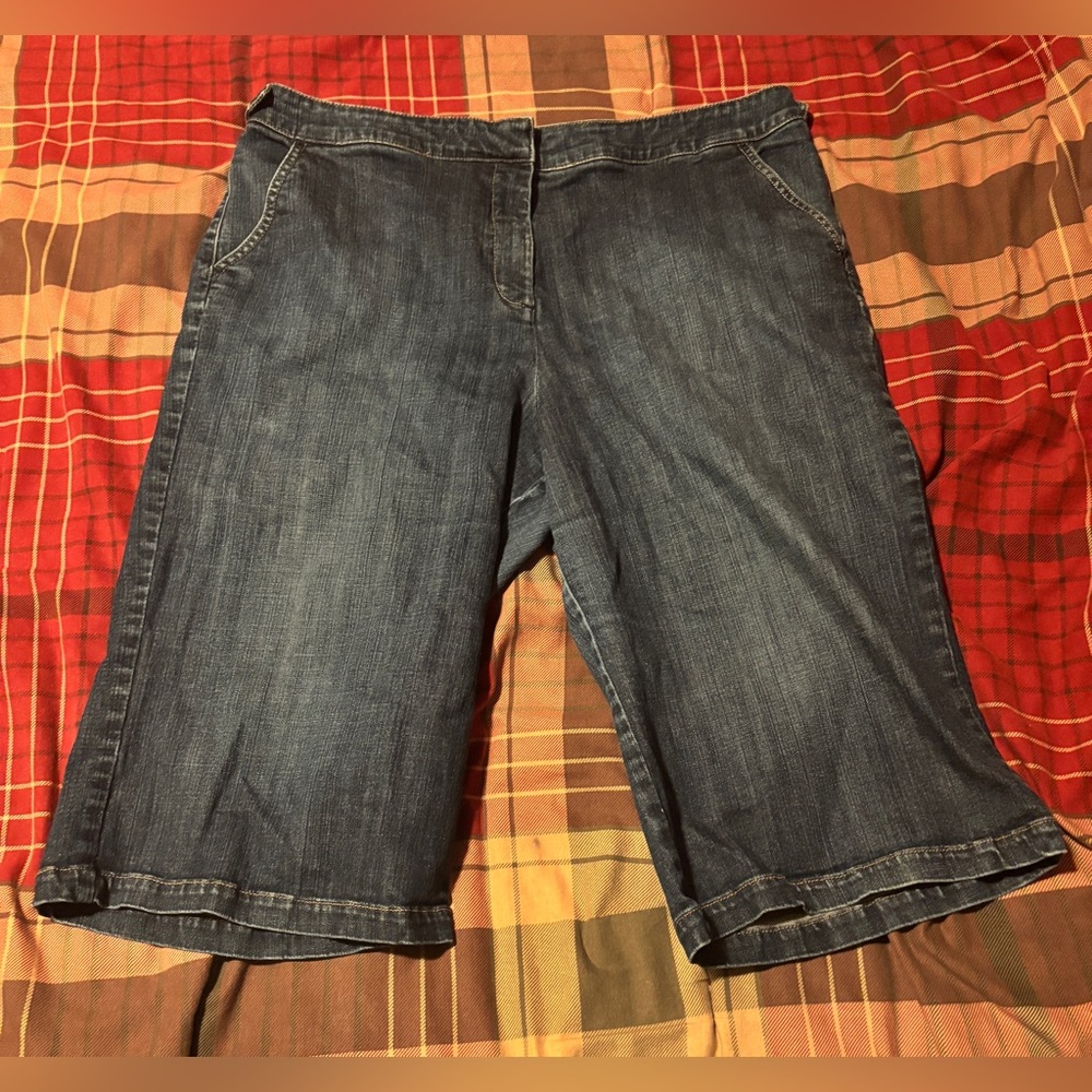 Lands' End Womens premium denim original fit classic waist gaucho 20W